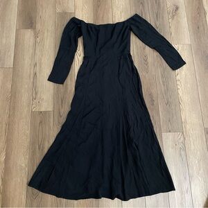 Reformation Ballari Black Long Sleeve Off Shoulder Dress NEW‎